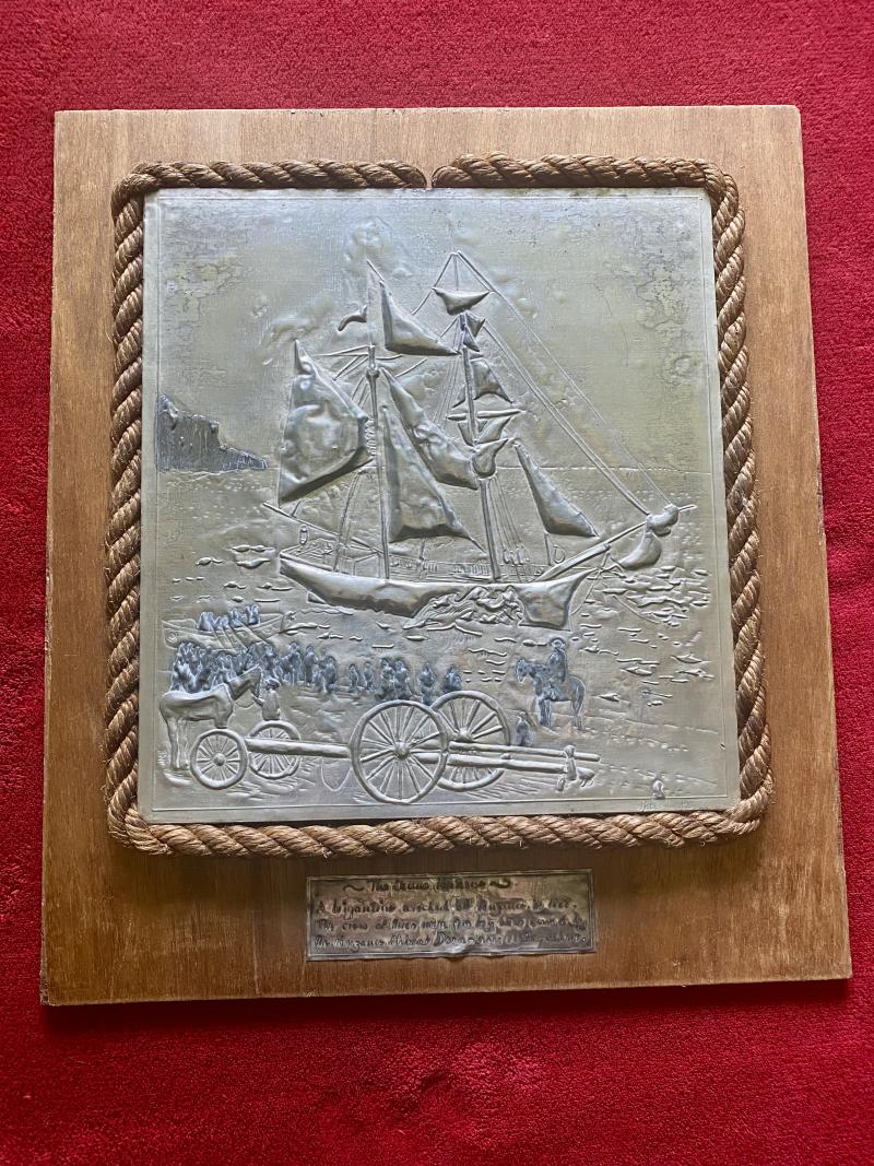 Pewter Image/Picture of French Brigantine Jeune Hortense Shipwrecked at Long Rock, Penzance Cornwall 11th May 1888 - signed Sue Lake