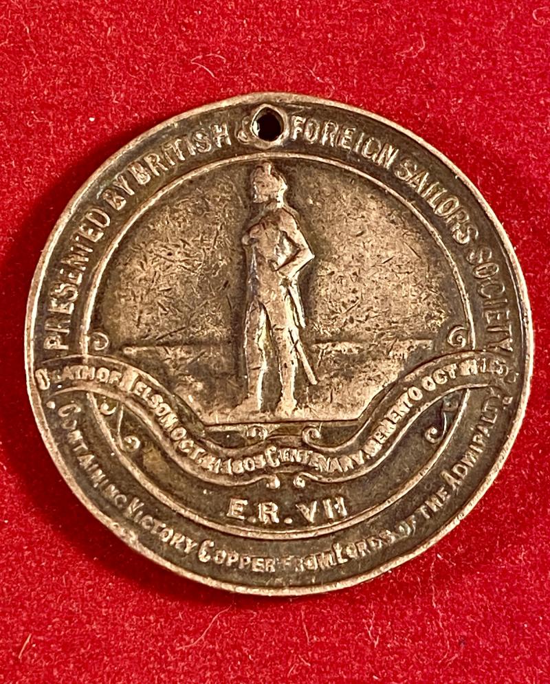 Gilt Copper Medal Token Issued to Commemorate Lord Nelson's Death Centenary in 1905 by the British & Foreign Sailor’s Society