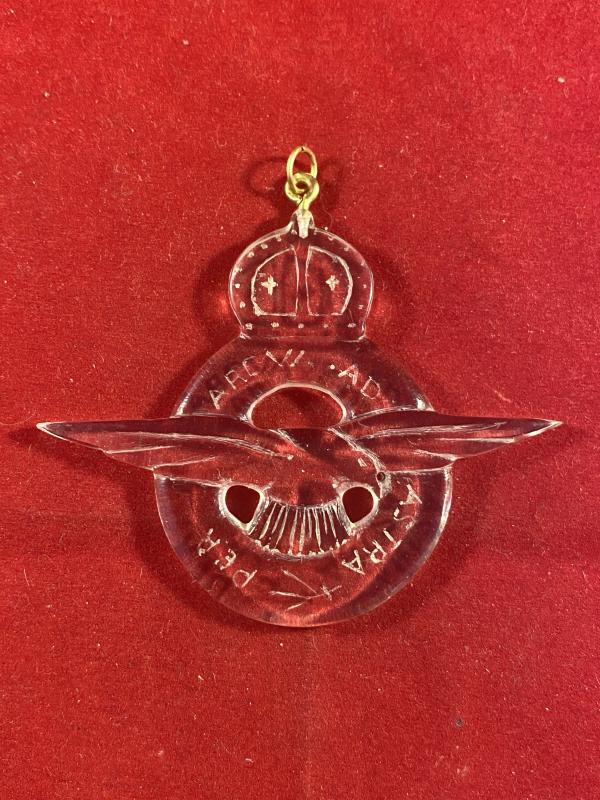 Impressive WW2 Period Perspex RAF Cap Badge Style Sweetheart Pendant