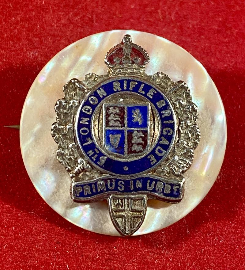 WW1 5th London Rifle Brigade Gilt Brass, Enamel and Mother of Pearl Sweetheart Brooch