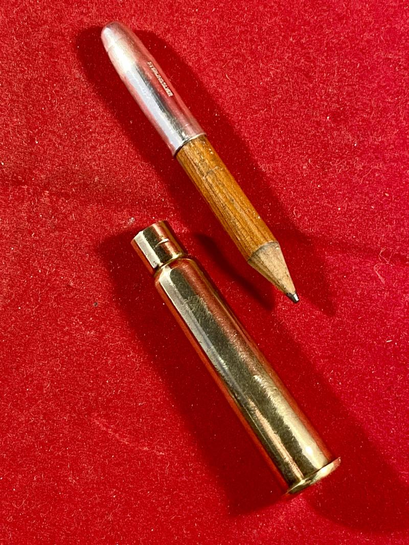 Genuine WW1 1914 Princess Mary Christmas Tin with Rare Officers Silver Topped Pencil and Slotted Retaining Card