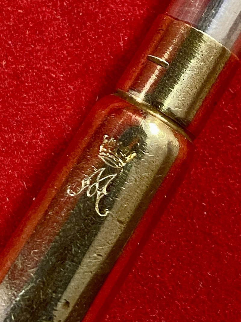 Genuine WW1 1914 Princess Mary Christmas Tin with Rare Officers Silver Topped Pencil and Slotted Retaining Card