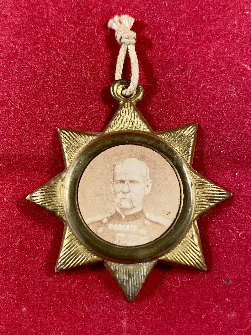 Boer War Commemorative Pressed Gilt Metal Star Shaped Pendant Depicting General Sir Field Marshal Lord Roberts c1900