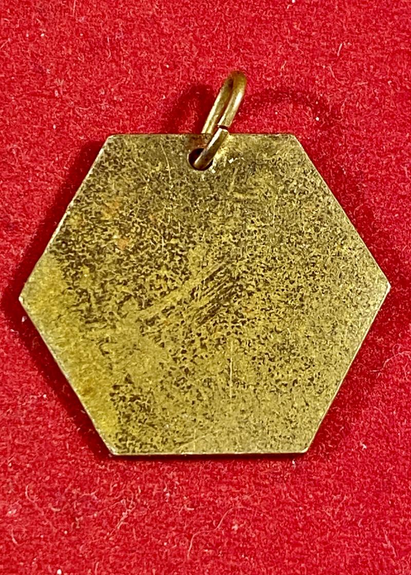 Pre WW2 Gilt Metal Swastika Token “FOR TWO YEARS OF GOOD LUCK - GOOD LUCK” c1930