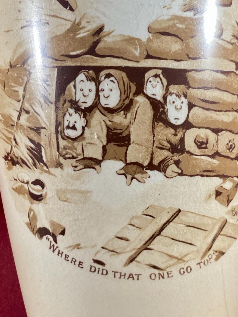 Rare WW1 Grimwades Commemorative Vase Depicting Two Bruce Bairnsfather Cartoons