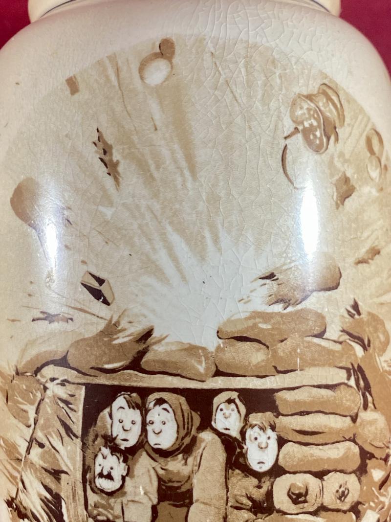 Rare WW1 Grimwades Commemorative Vase Depicting Two Bruce Bairnsfather Cartoons