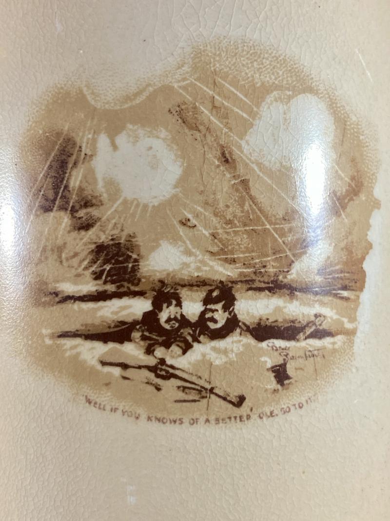 Rare WW1 Grimwades Commemorative Vase Depicting Two Bruce Bairnsfather Cartoons