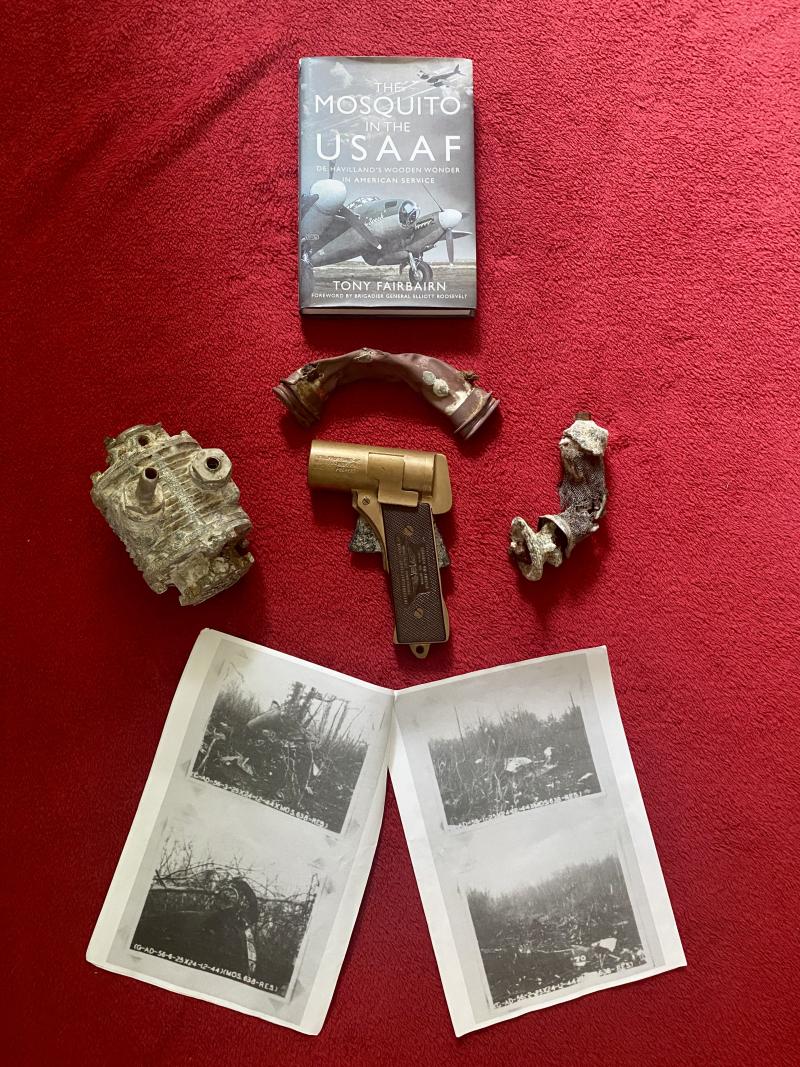 Recovered Parts from a Crashed WW2 USAAF Mosquito Mk XVI NS638 including the USA Flare Gun - Pistol Pyrotechnic M2
