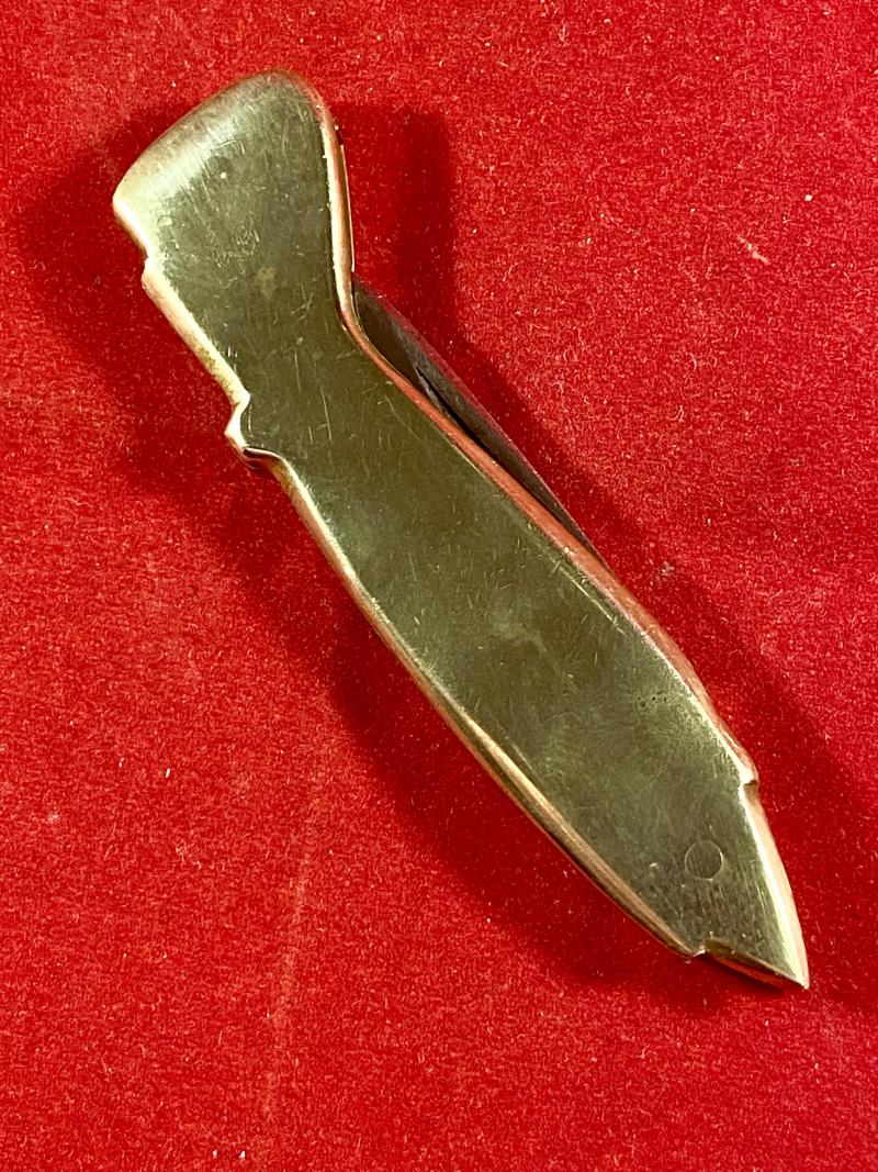 Unusual WW2 Period Novelty RAF Spitfire Aircraft Shaped Brass Penknife by Leppington CUTLASS Sheffield c1940