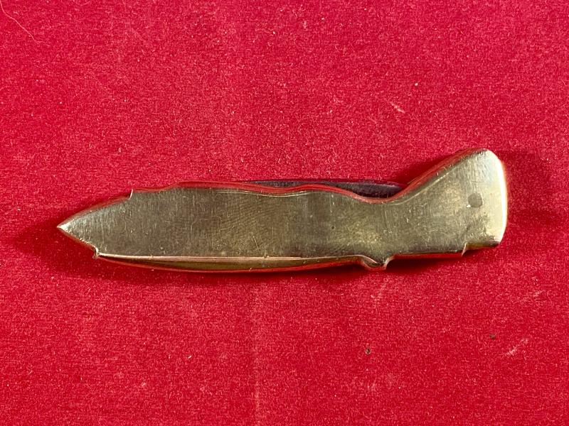 Unusual WW2 Period Novelty RAF Spitfire Aircraft Shaped Brass Penknife by Leppington CUTLASS Sheffield c1940