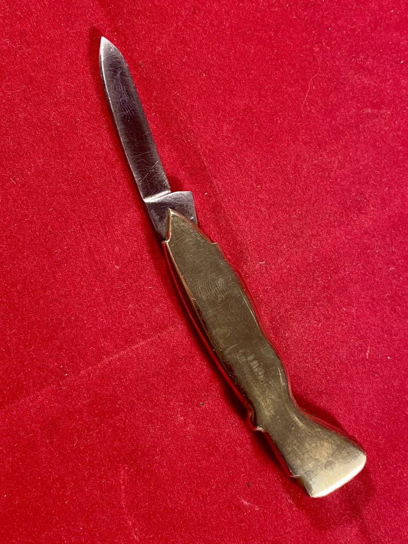 Unusual WW2 Period Novelty RAF Spitfire Aircraft Shaped Brass Penknife by Leppington CUTLASS Sheffield c1940