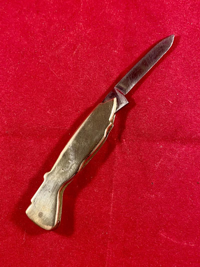 Unusual WW2 Period Novelty RAF Spitfire Aircraft Shaped Brass Penknife by Leppington CUTLASS Sheffield c1940