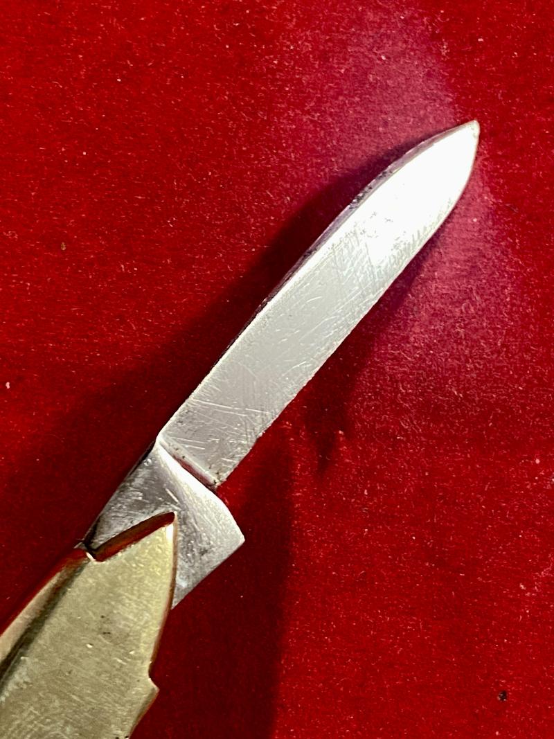 Unusual WW2 Period Novelty RAF Spitfire Aircraft Shaped Brass Penknife by Leppington CUTLASS Sheffield c1940