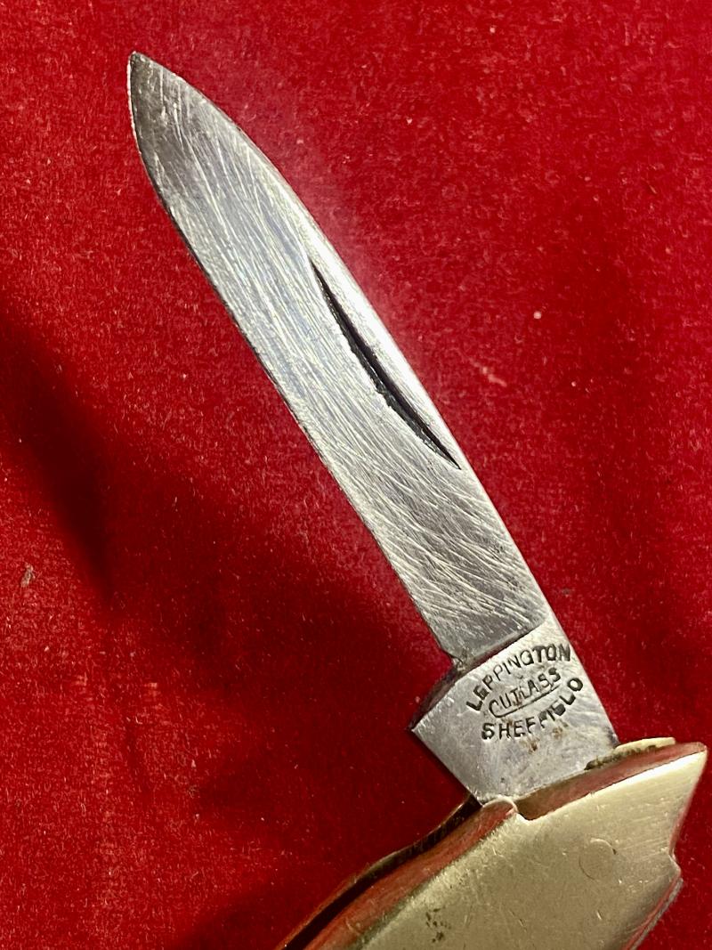 Unusual WW2 Period Novelty RAF Spitfire Aircraft Shaped Brass Penknife by Leppington CUTLASS Sheffield c1940