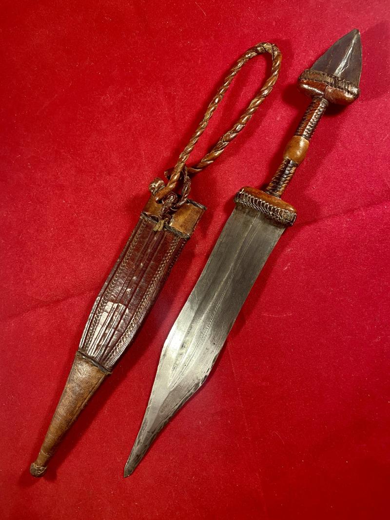 Antique 19th Century North African Sudanese Islamic Mahdist Dervish Arm Dagger with Scabbard