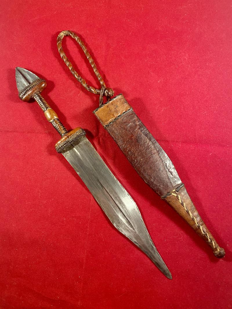 Antique 19th Century North African Sudanese Islamic Mahdist Dervish Arm Dagger with Scabbard