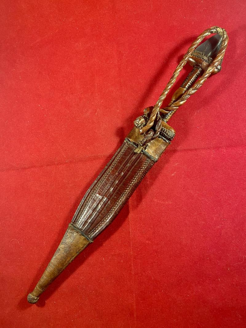 Antique 19th Century North African Sudanese Islamic Mahdist Dervish Arm Dagger with Scabbard