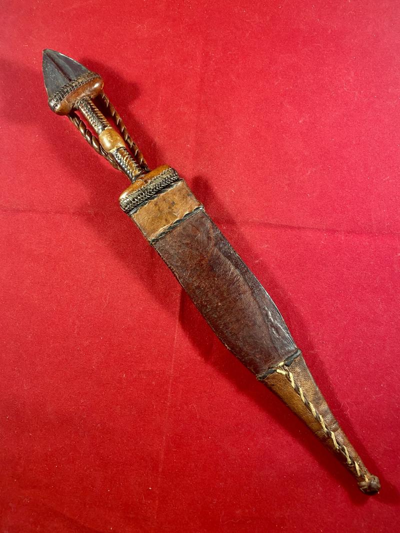 Antique 19th Century North African Sudanese Islamic Mahdist Dervish Arm Dagger with Scabbard