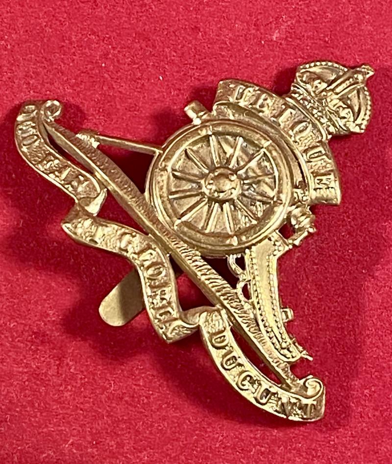 Original British Army WW1 period Royal Artillery Brass Cap Badge