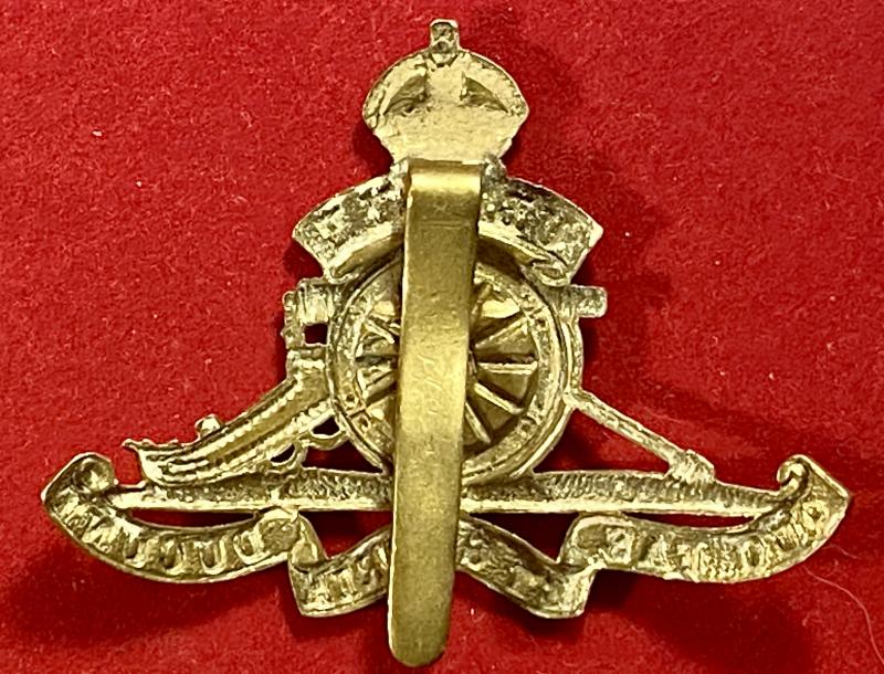 Original British Army WW1 period Royal Artillery Brass Cap Badge