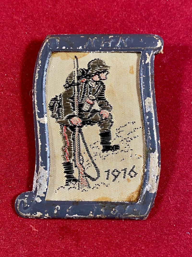 Nazi Period WHW Fund Raising Badge depicting a WW1 German Soldier 1916 Embroidered in Silk