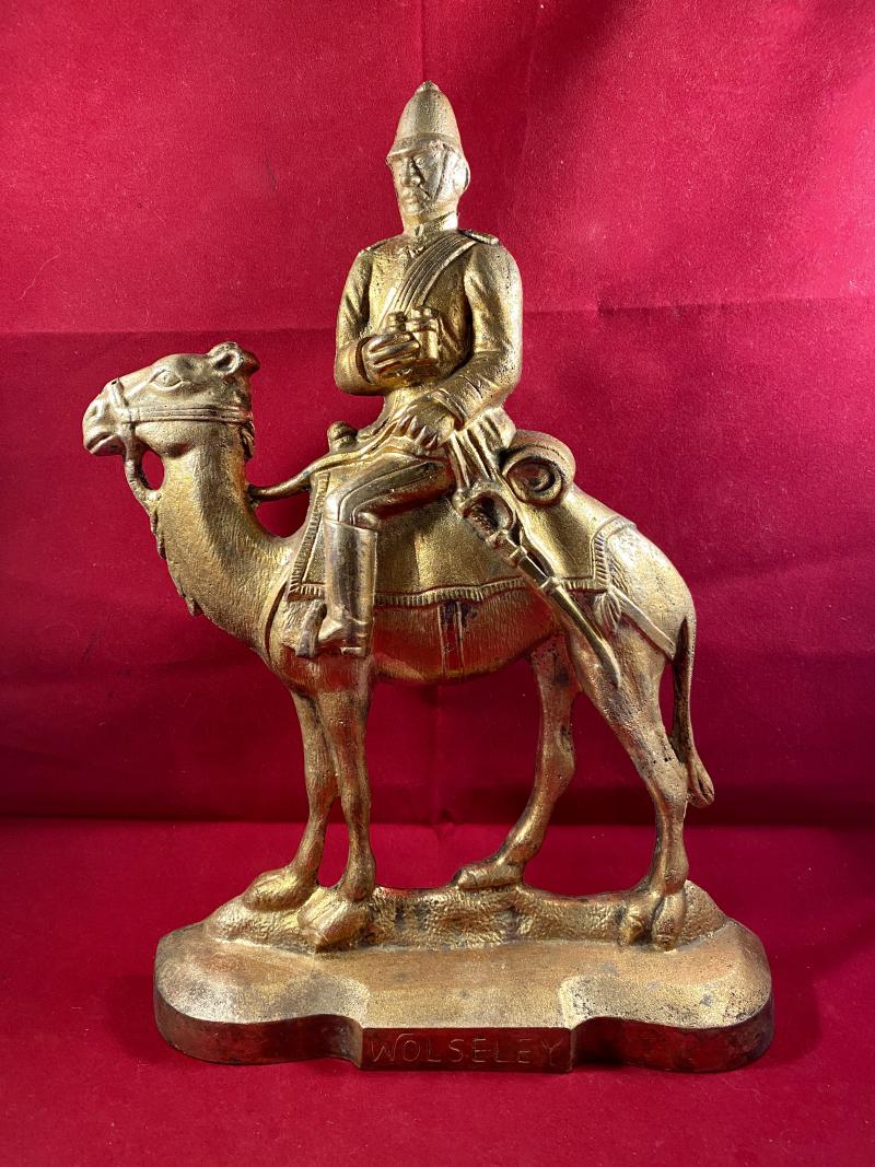 Rare Victorian Gilt Cast Brass Doorstop Depicting Field Marshal Garnet Wolseley on a Camel c1885