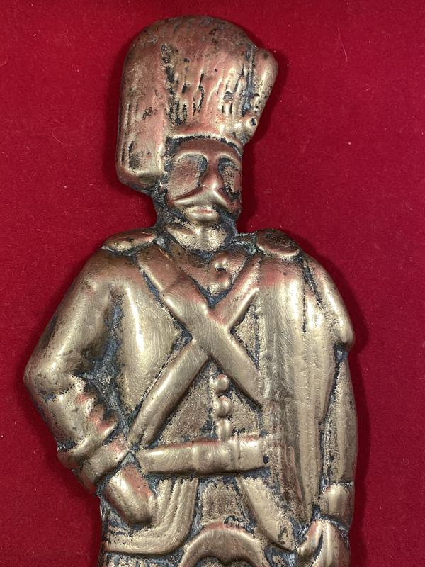 Victorian Scottish Cast Brass Doorstop Depicting a Scottish Soldier in Military Uniform - BONNIE SCOTLAND