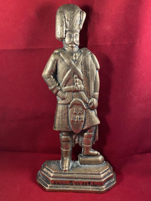 Victorian Scottish Cast Brass Doorstop Depicting a Scottish Soldier in Military Uniform - BONNIE SCOTLAND