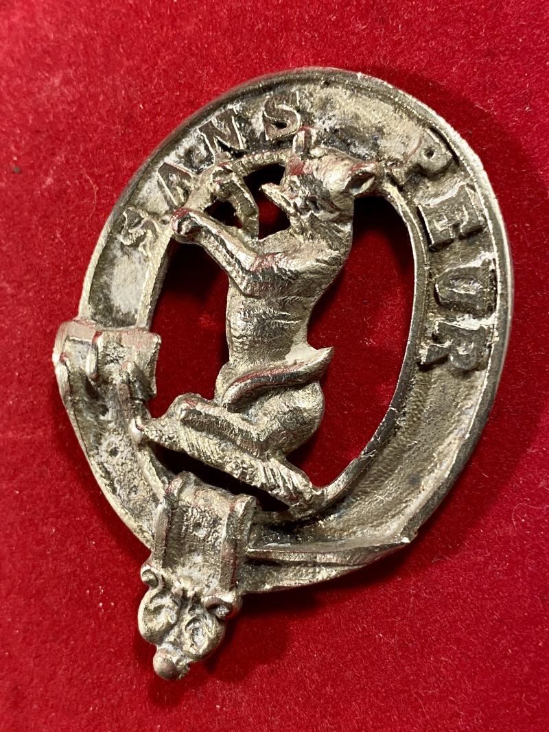 Unusual Scottish 5th Bn. Seaforth Highlanders Glengarry Nickel Silver Badge
