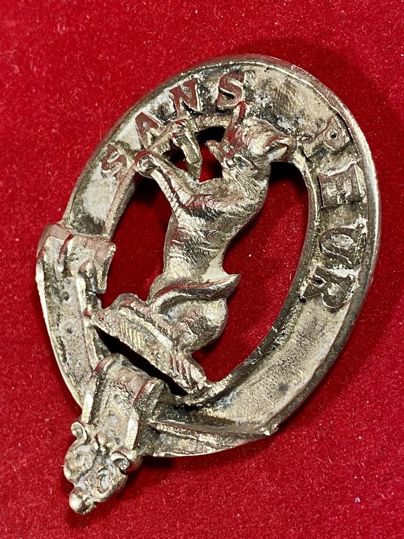 Unusual Scottish 5th Bn. Seaforth Highlanders Glengarry Nickel Silver Badge