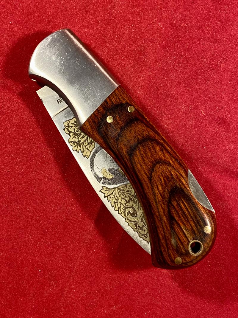 Vintage Folding Lock Knife by Herbertz CJH with Etched Eagle Motif on the Blade