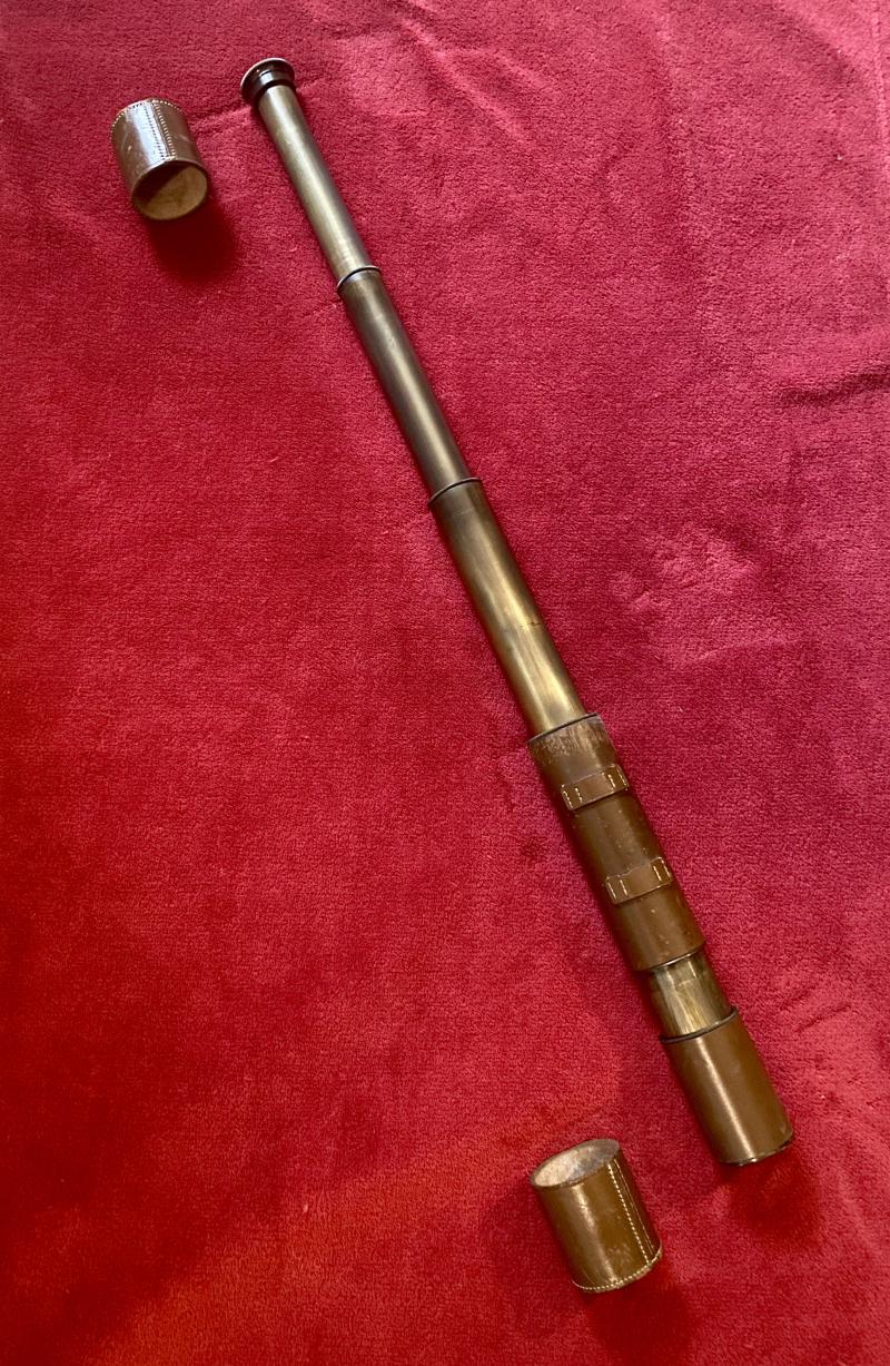 “MARKSMAN” Three-Draw Brass Telescope by J.H. STEWARD Ltd London with Stitched Leather Barrel and End Protectors