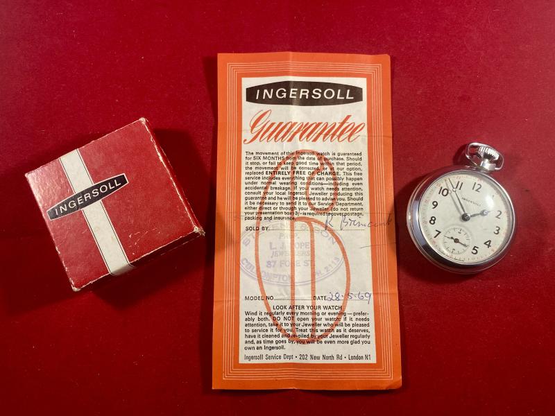 Vintage Ingersoll Pocket Watch with Certificate and Box c1969