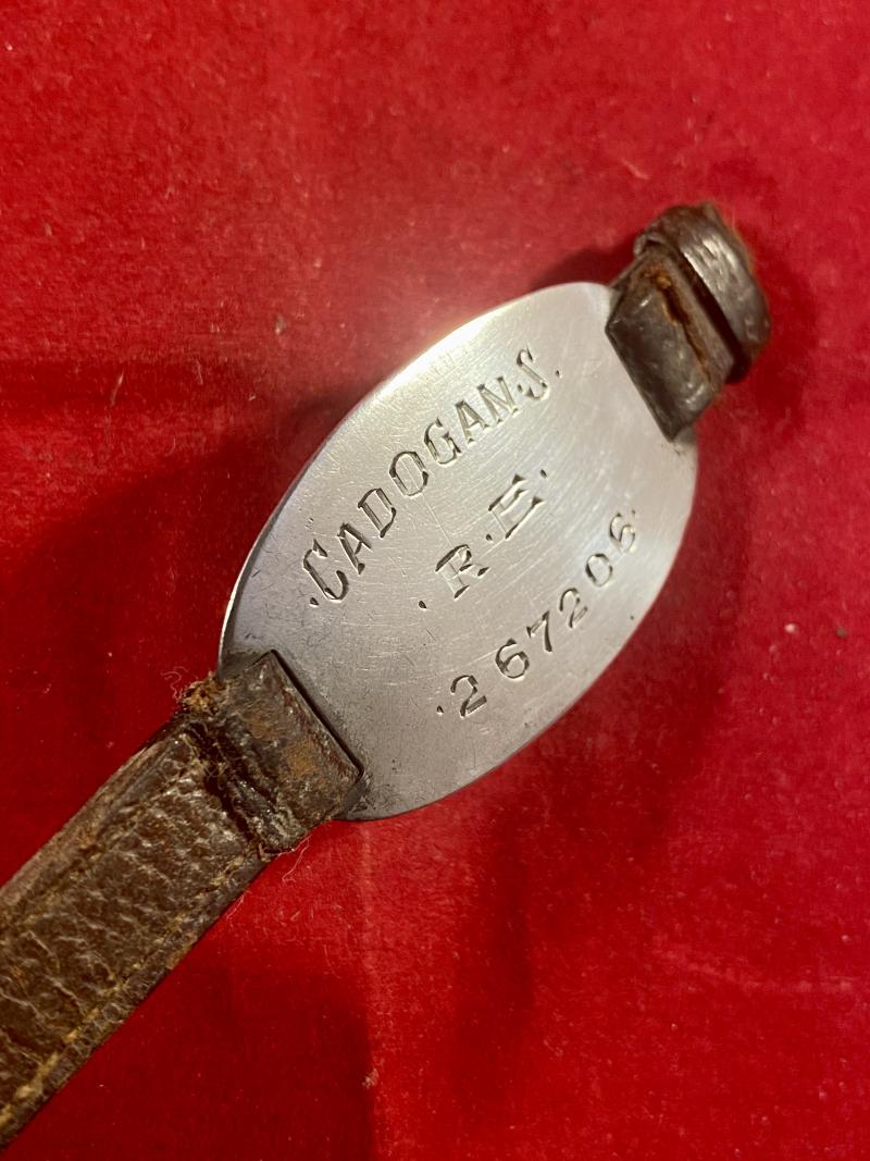 Damaged WW1 Leather and Silver ID Bracelet for Sidney Cadogan – Sapper with Royal Engineers - Service No. 267206