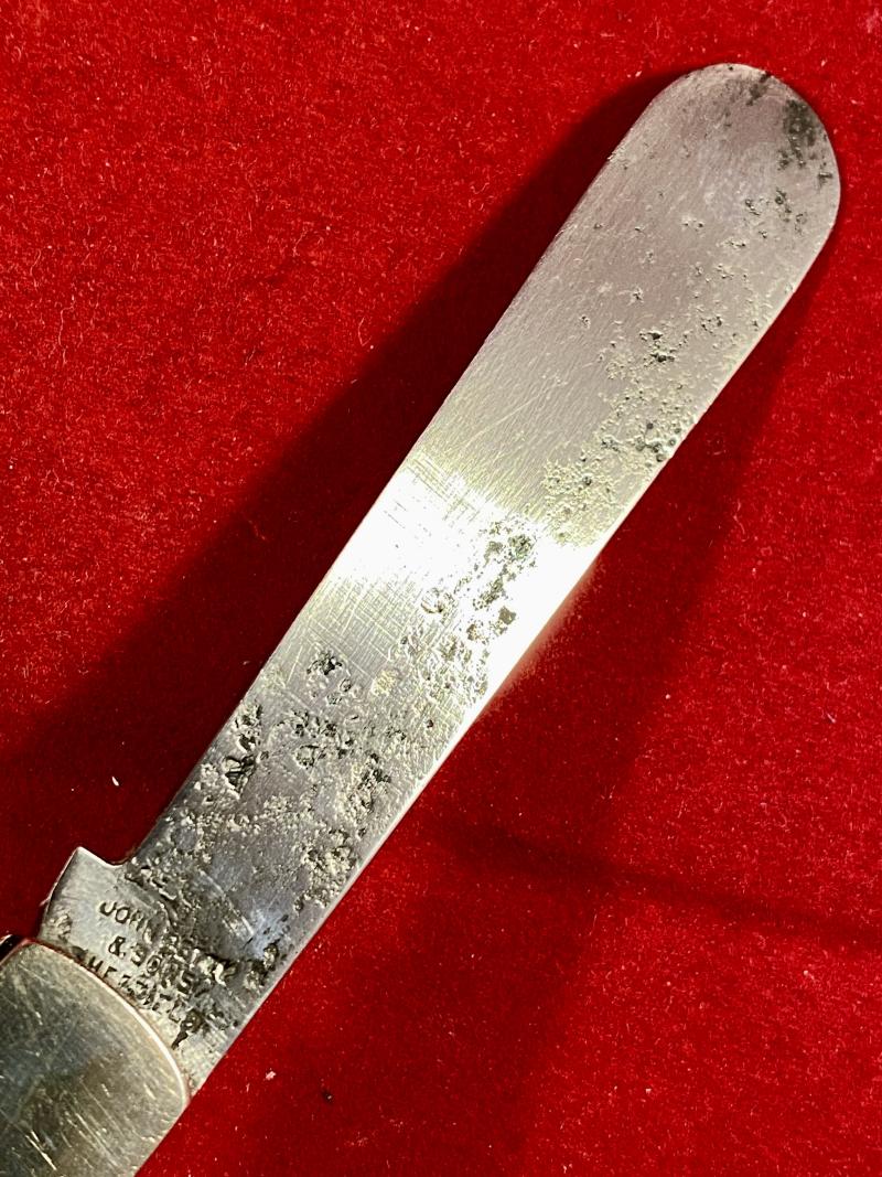 Scarce Antique Folding Ink Palette Knife by John Petty & Sons, Sheffield – Advertising A.B. Fleming & Co. Ltd