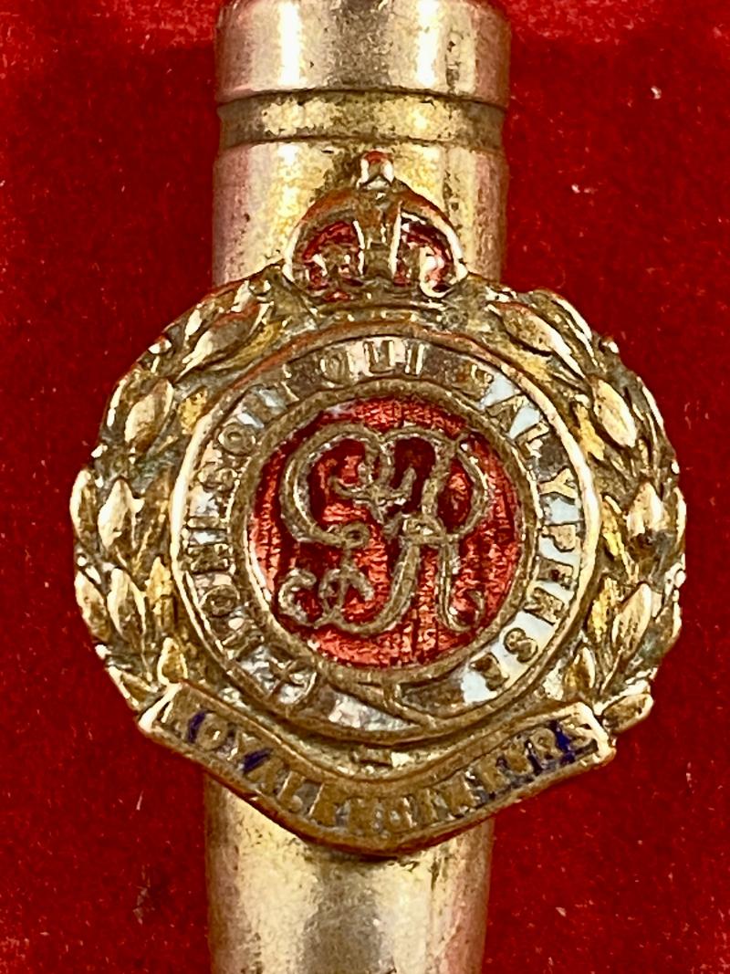 Unusual WW1 British .303 sweetheart “Bullet” Pendant fitted with Miniature Royal Engineers GvR Badge