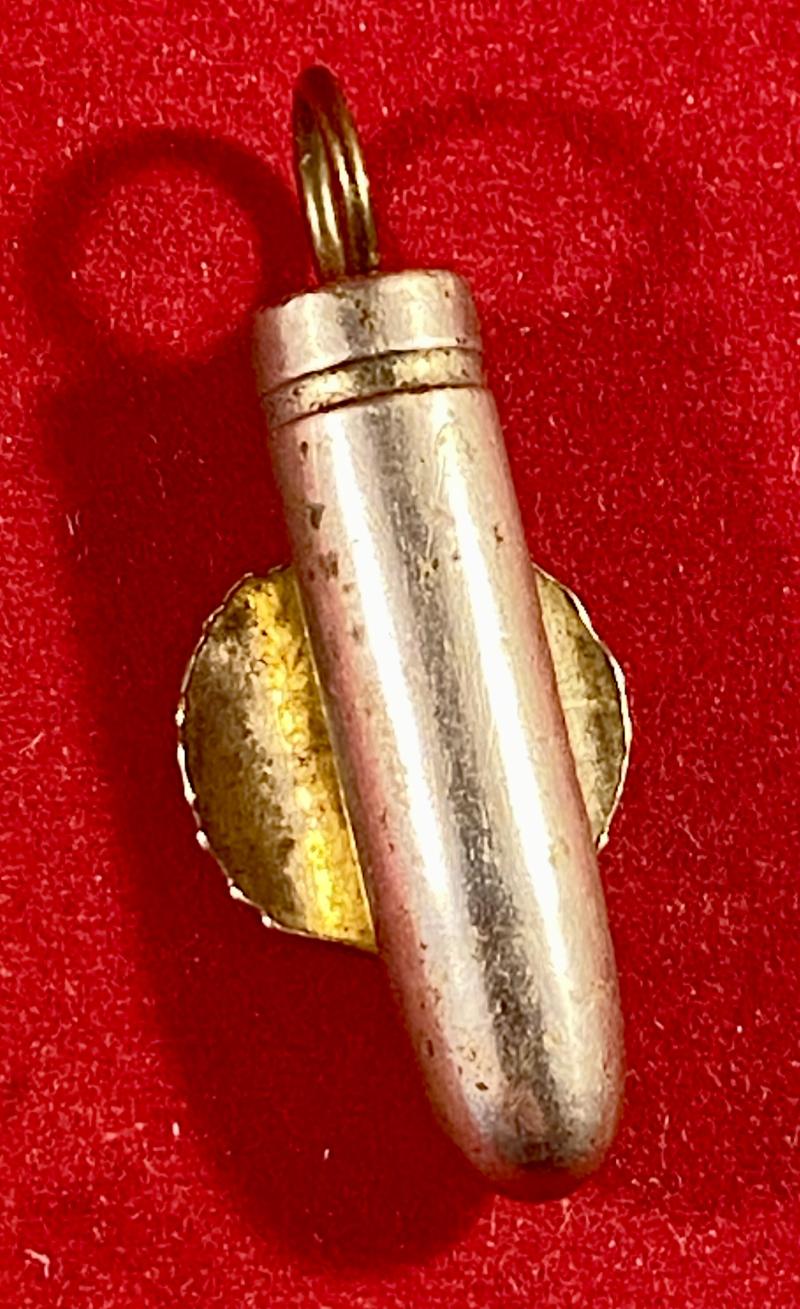 Unusual WW1 British .303 sweetheart “Bullet” Pendant fitted with Miniature Royal Engineers GvR Badge