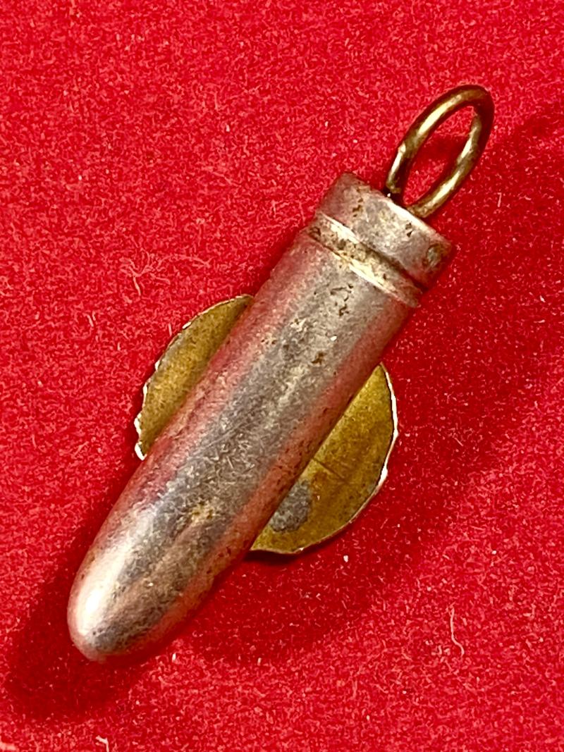 Unusual WW1 British .303 sweetheart “Bullet” Pendant fitted with Miniature Royal Engineers GvR Badge
