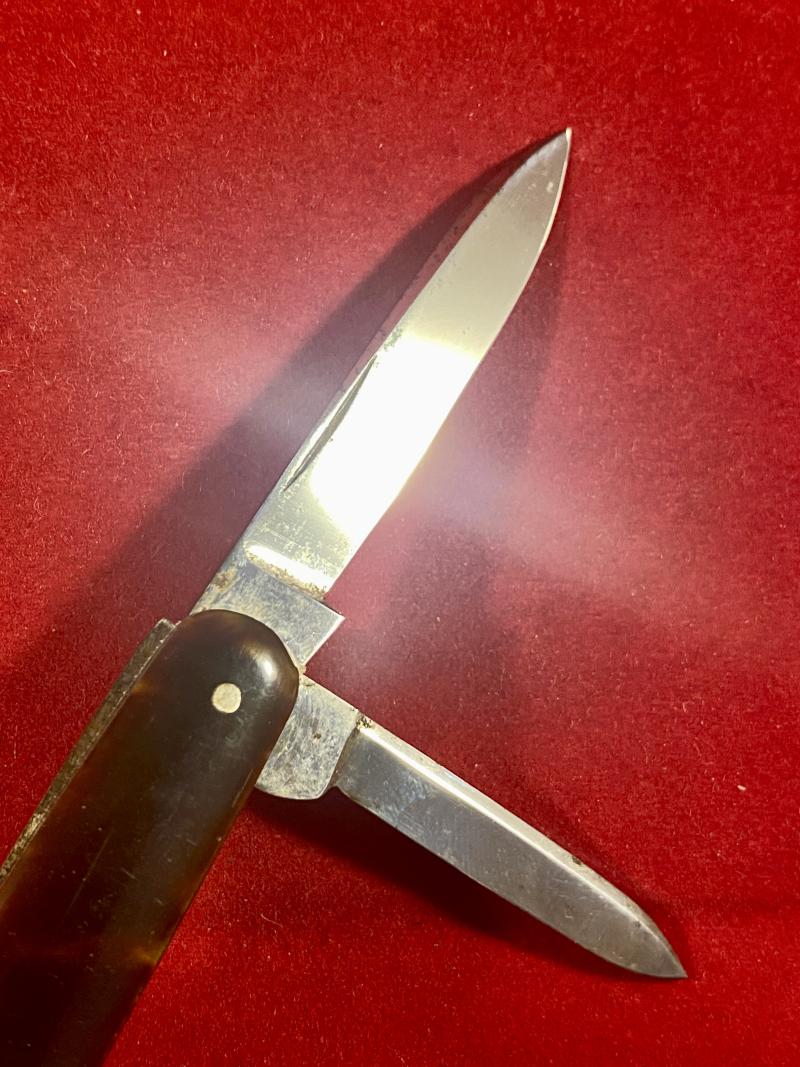 Rare Antique Three Bladed Folding Penknife with Manicure File and Tortoise Shell Grip Scales by Mappin & Webb of London c1880