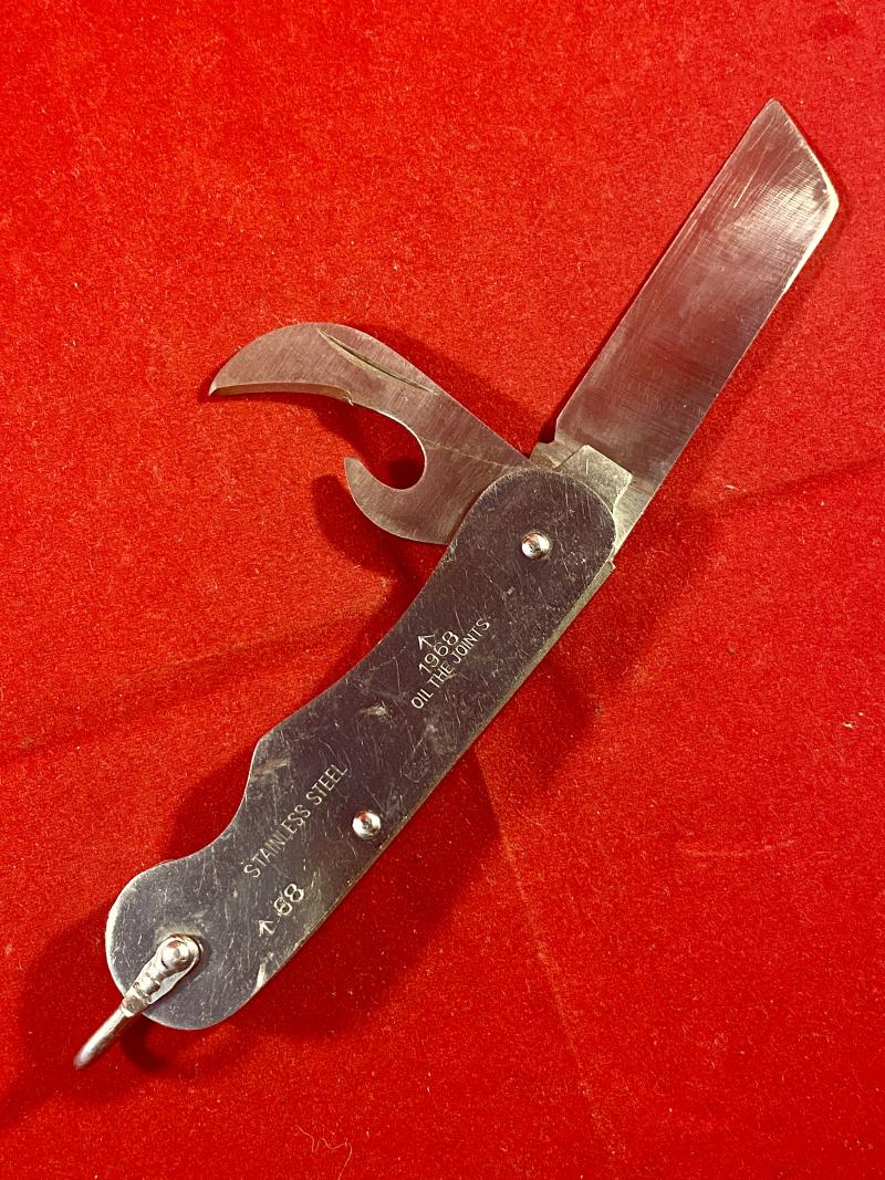 Vintage British Army Folding Two-Piece Stainless Steel Clasp or Jack Knife Dated 1968