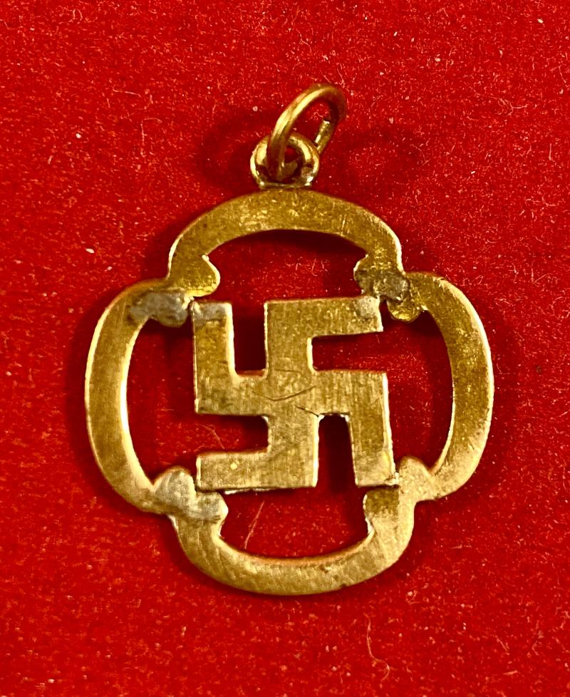 Nazi Party Gilt Brass Swastika Pendant