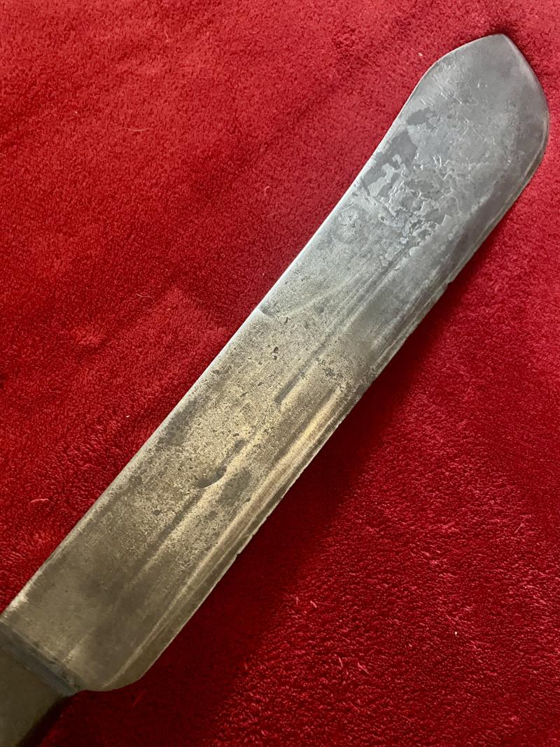 Fine WW2 British Military Machete by J.J.B. 1944 with Dark Brown Leather Scabbard Marker Marked P.I. 1942