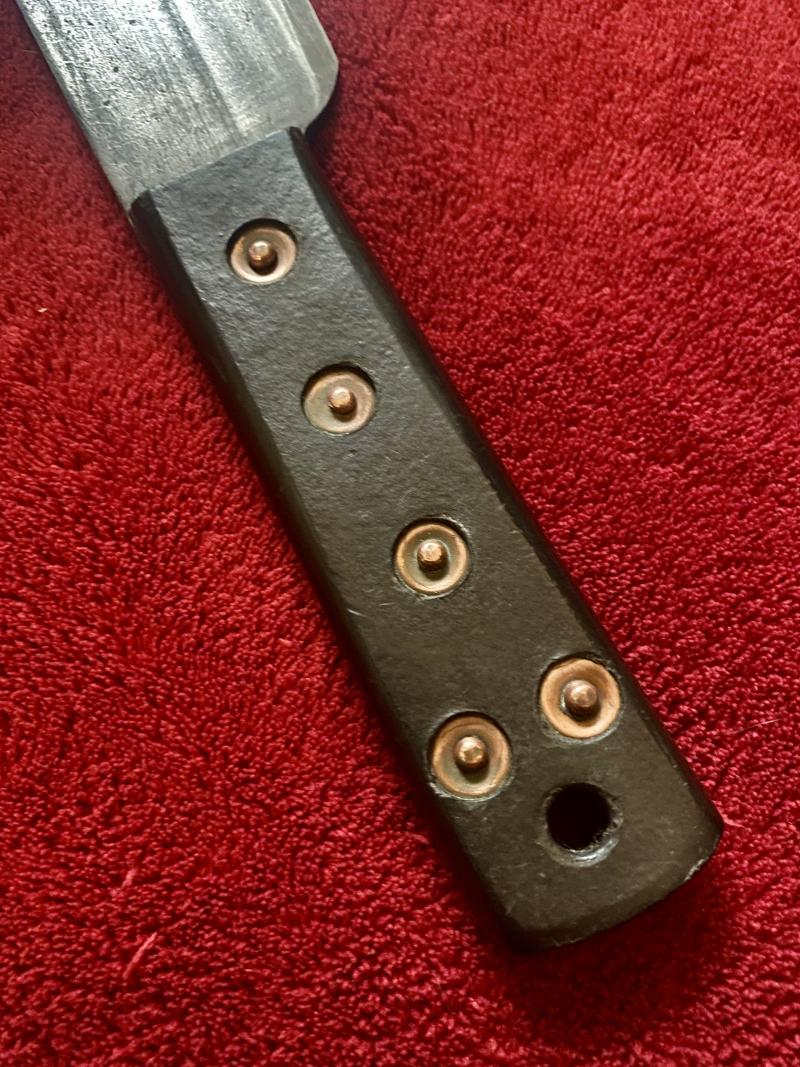 Fine WW2 British Military Machete by J.J.B. 1944 with Dark Brown Leather Scabbard Marker Marked P.I. 1942