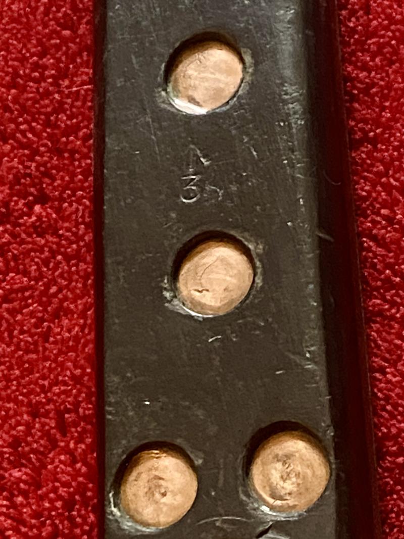 Fine WW2 British Military Machete by J.J.B. 1944 with Dark Brown Leather Scabbard Marker Marked P.I. 1942