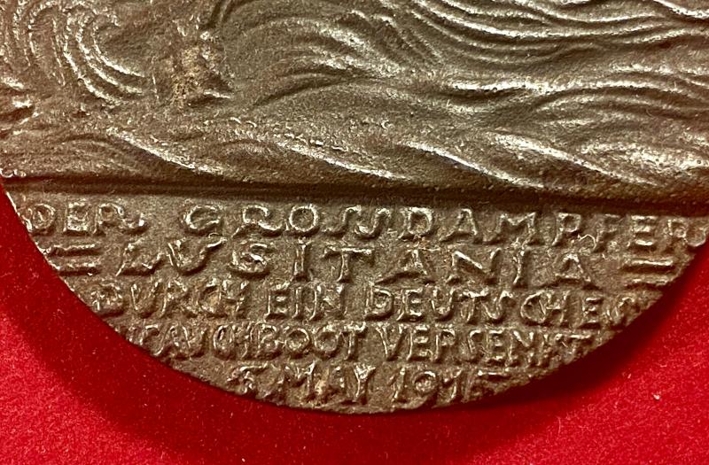 WW1 British Copy of the German Lusitania Propaganda Medal made to Commemorate the Sinking of the RMS Lusitania in 1915