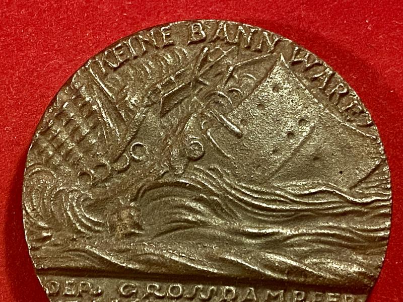 WW1 British Copy of the German Lusitania Propaganda Medal made to Commemorate the Sinking of the RMS Lusitania in 1915