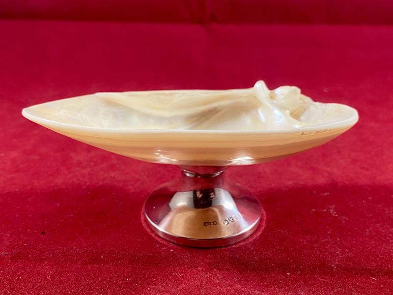 Beautiful Antique Mother of Pearl and Hallmarked Silver Pedestal Dish by William Vale & Sons 1922