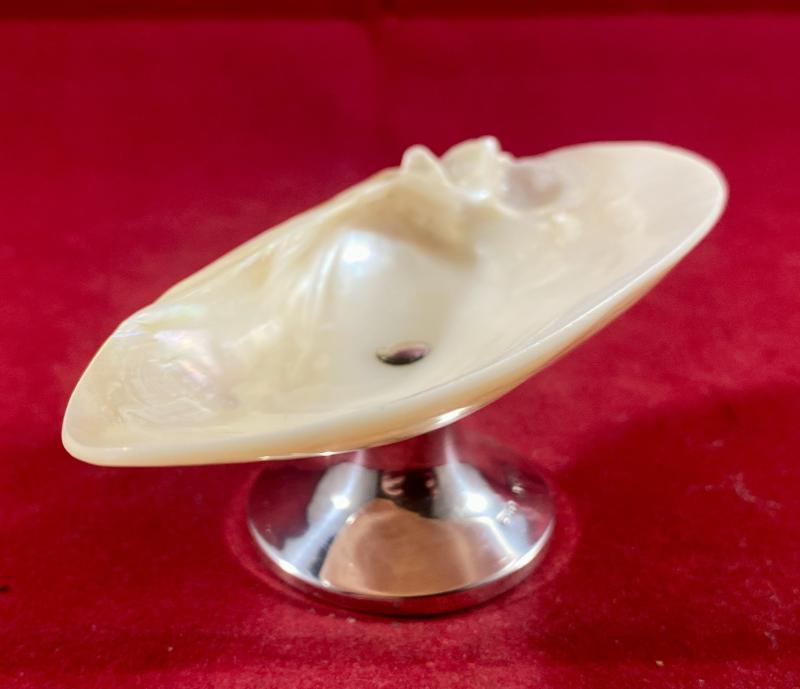 Beautiful Antique Mother of Pearl and Hallmarked Silver Pedestal Dish by William Vale & Sons 1922