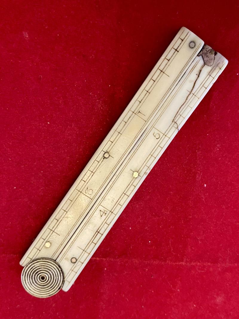 Rare Antique George Ibberson Quill Cutter & Folding 6” Ruler c1820