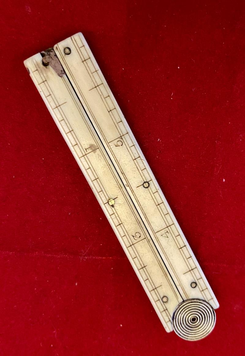 Rare Antique George Ibberson Quill Cutter & Folding 6” Ruler c1820